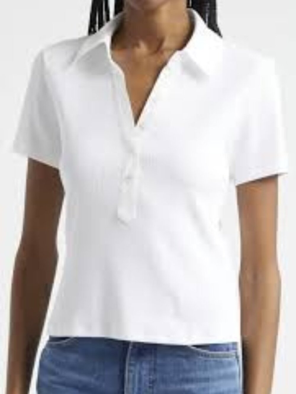 Veronica Beard  kearney stretch cotton polo - white Size M